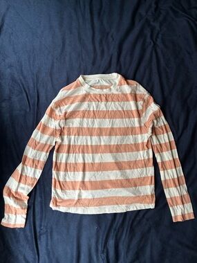 a new day Peach and White Striped Long Sleeve Tee